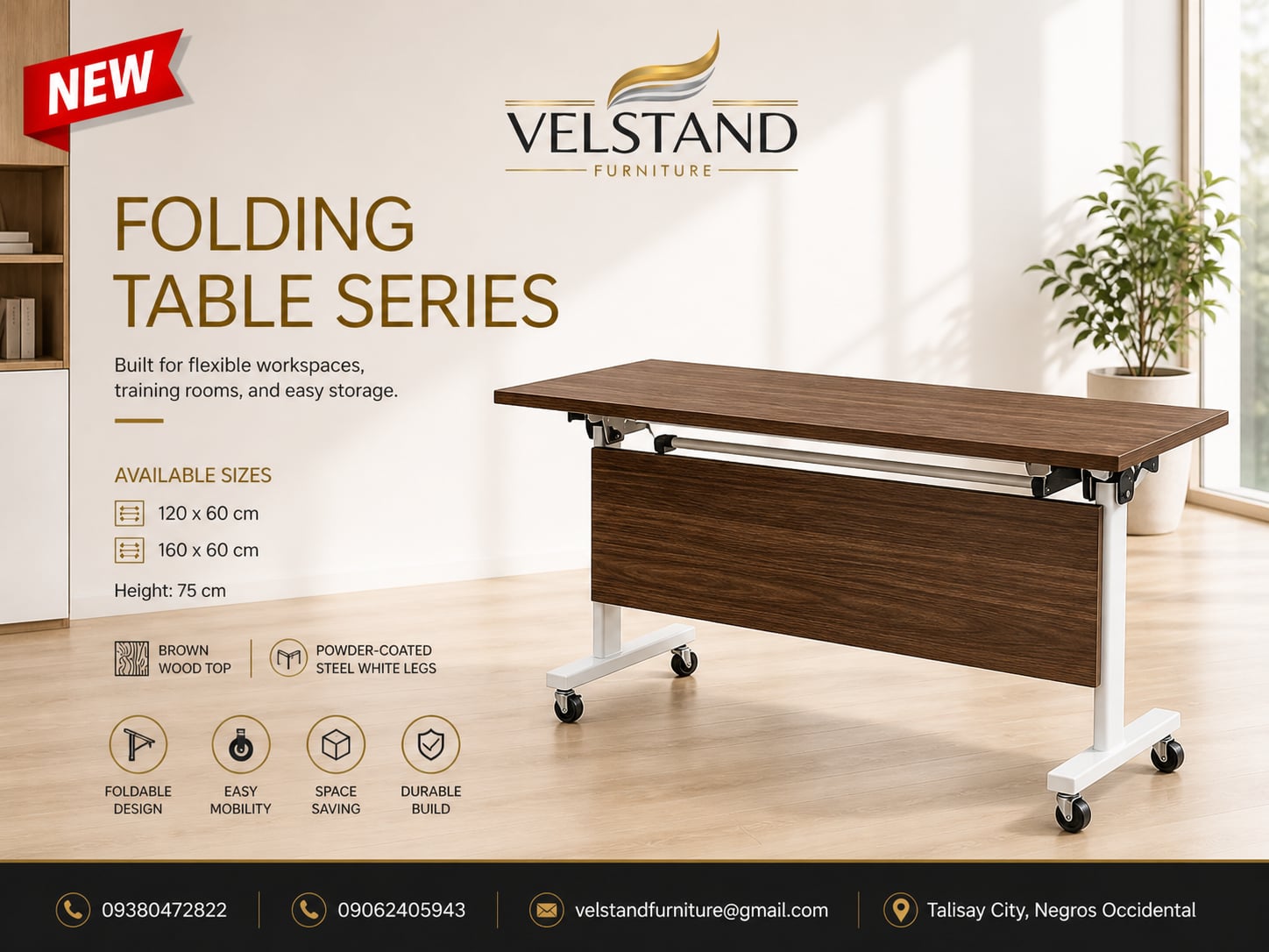 Velstand Furniture folding table series ad