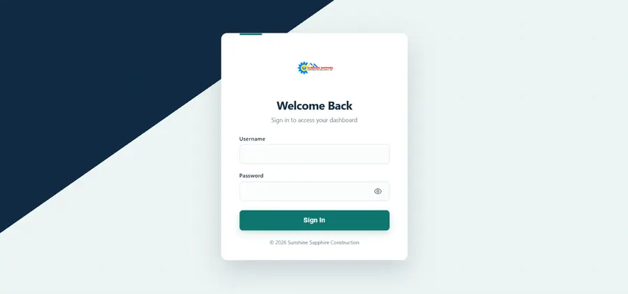 Construction system login page