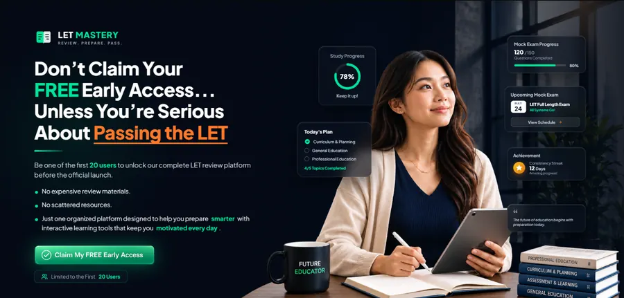 LET Mastery landing page hero section