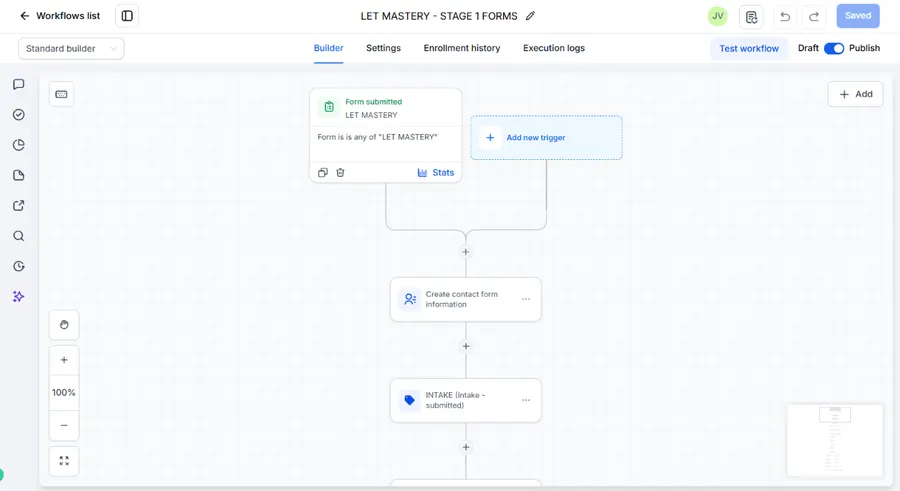 LET Mastery Stage 1 automation workflow